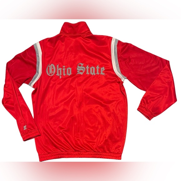 STARTER BOMBER FULL ZIP JACKET OHIO STATE BUCKEYES SCRIPT LOGO RED MEN SZ LARGE - Picture 4 of 13